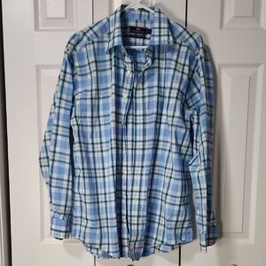 Vineyard Vines Blue and Green Plaid Dress Shirt